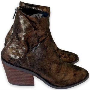 Band of Gypsies Heeled Boots Booties Zipper Womens 7.5 Brown Black Boho